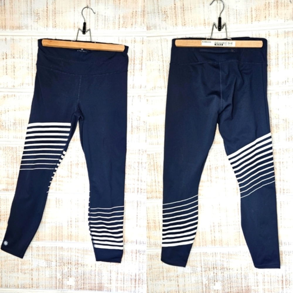 ATHLETA Navy‎ And White compression leggings Sz Small